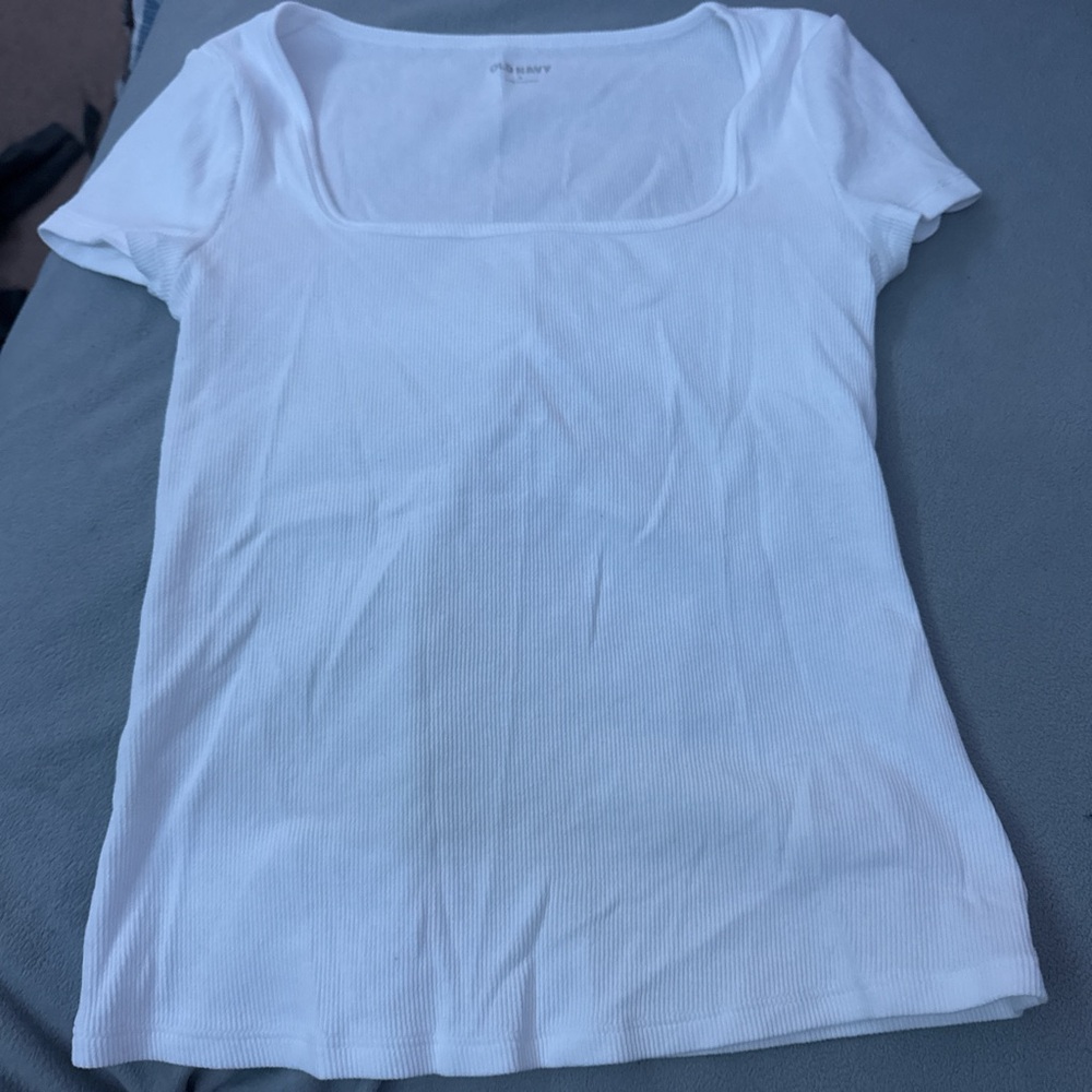 White Square neck fitted top